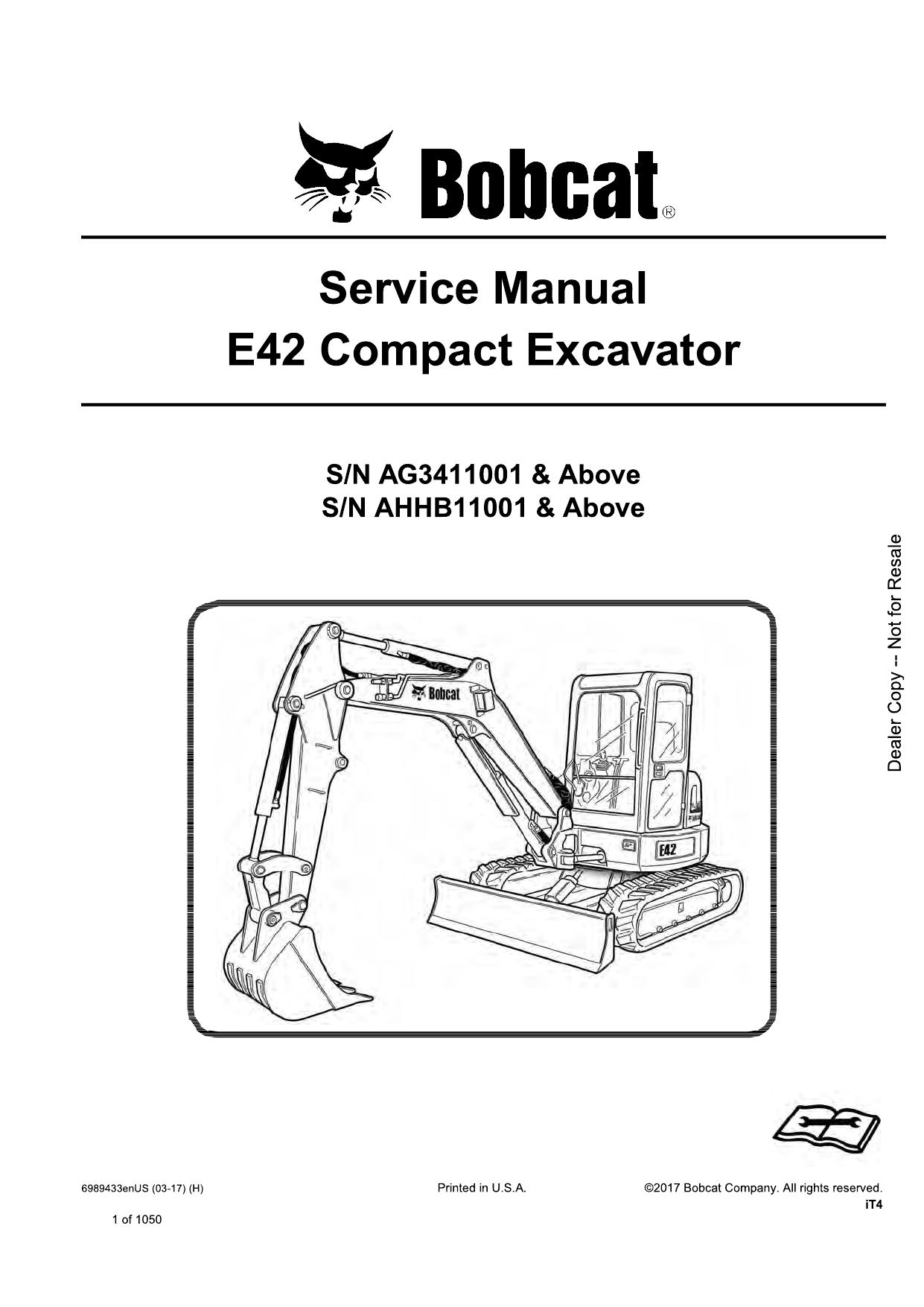 E42 Compact Excavator Service Manual Bobcat